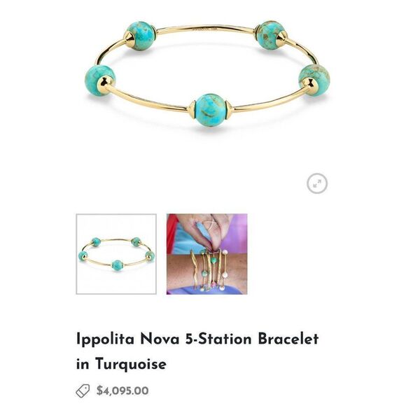 18k Yellow Gold Ippolita 5-Turquoise Bangle - Picture 6 of 6